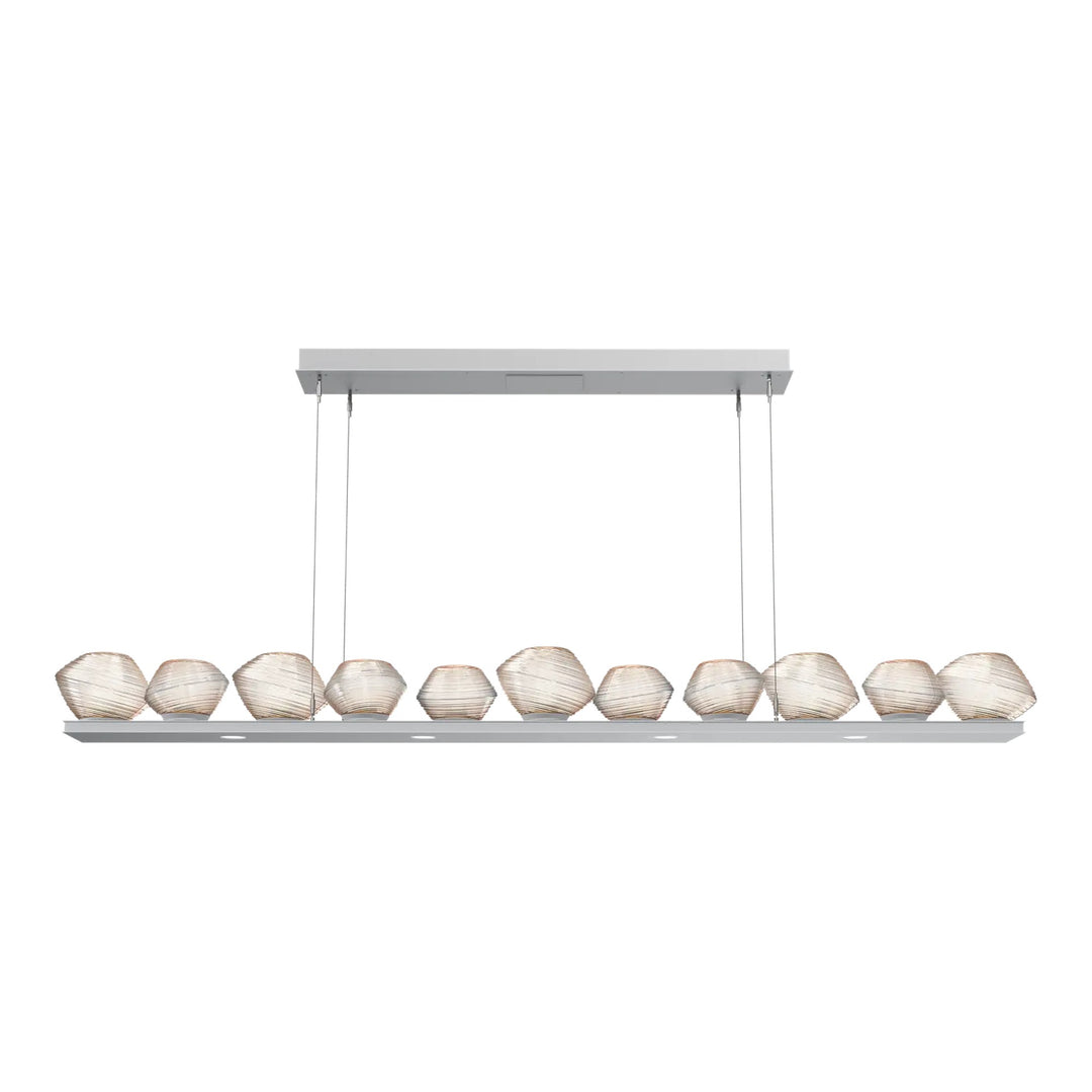 Mesa Linear Chandelier by Hammerton Studio Large in Classic Silver with Amber glass
