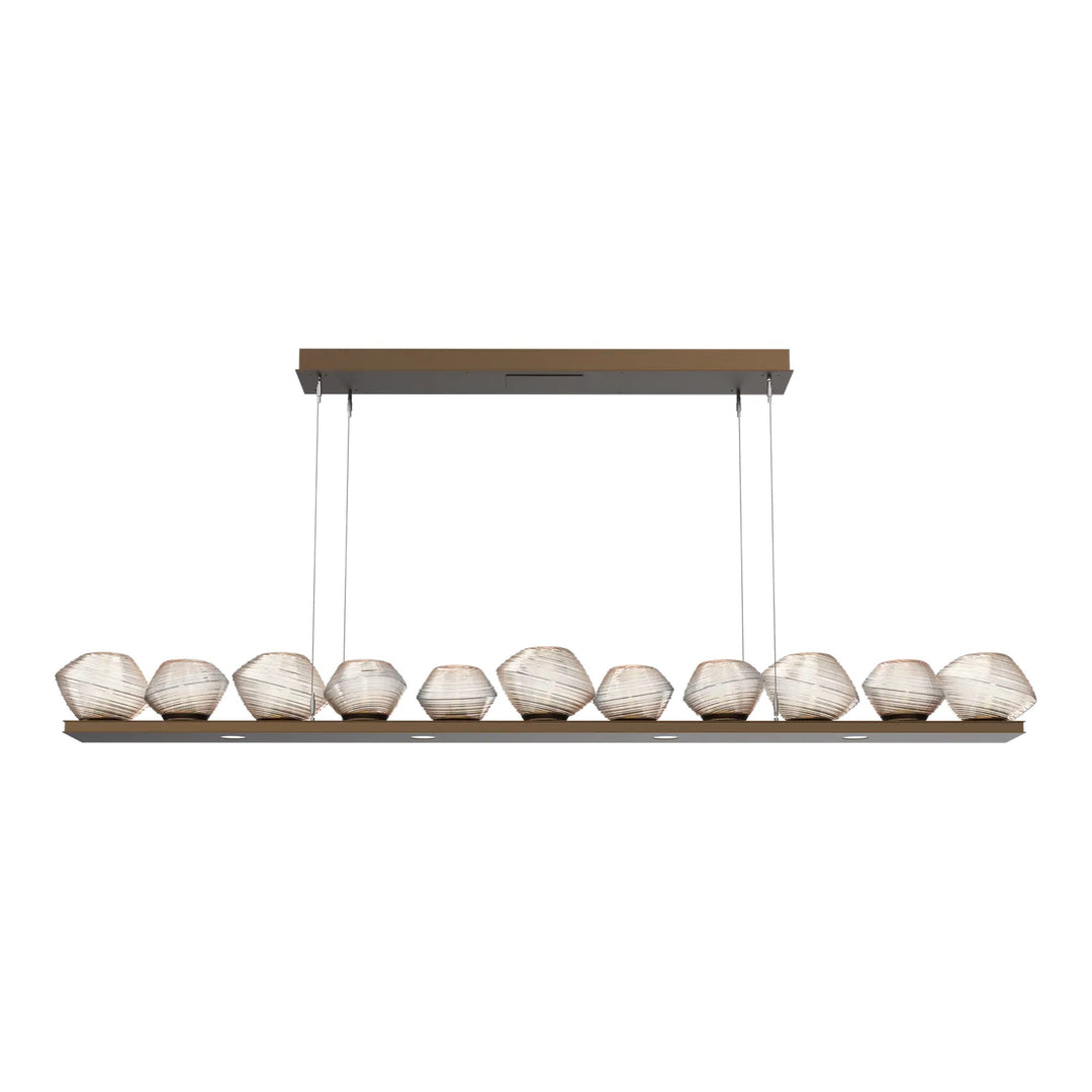 Mesa Linear Chandelier by Hammerton Studio Large in Flat Bronze with Amber glass