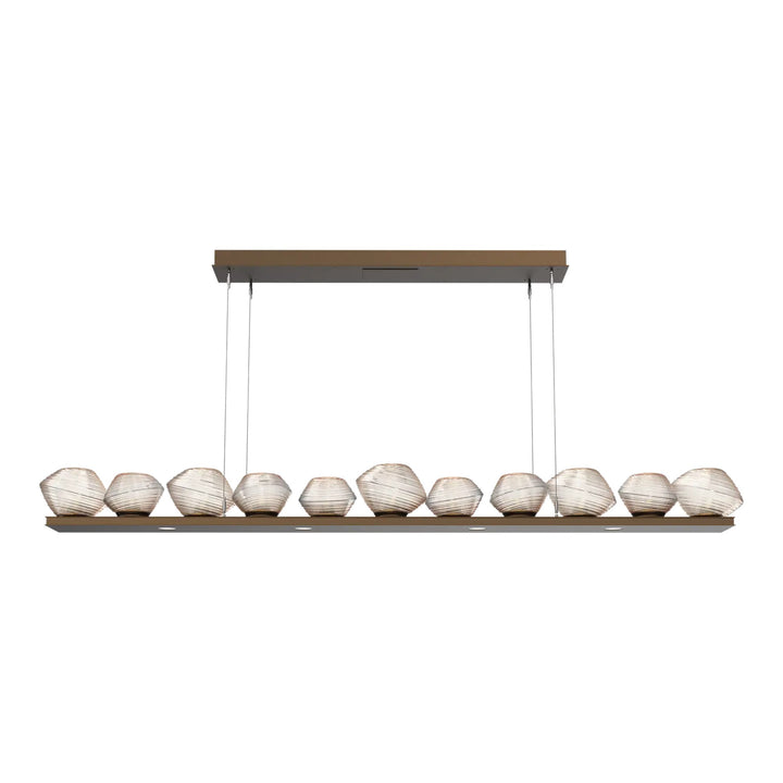 Mesa Linear Chandelier by Hammerton Studio Large in Flat Bronze with Amber glass
