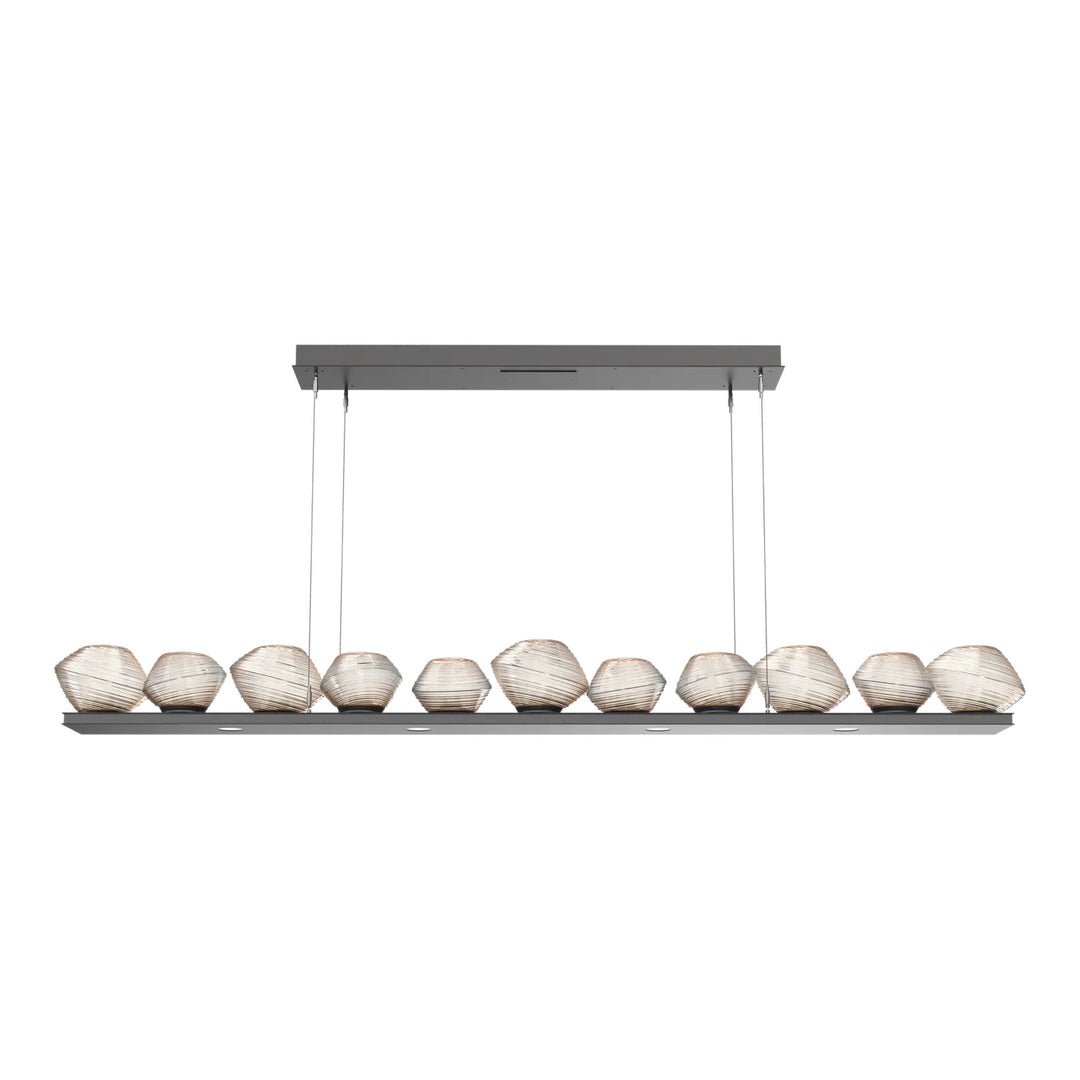 Mesa Linear Chandelier by Hammerton Studio Large in Graphite with Amber glass