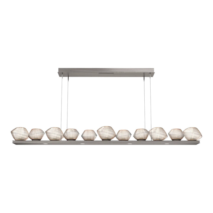 Mesa Linear Chandelier by Hammerton Studio Large in Gunmetal with Amber glass