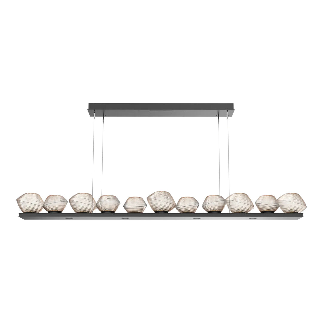Mesa Linear Chandelier by Hammerton Studio Large in Matte Black with Amber glass