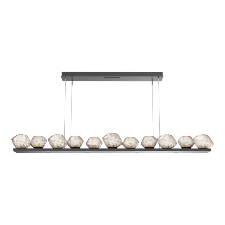Mesa Linear Chandelier by Hammerton Studio Large in Matte Black with Amber glass