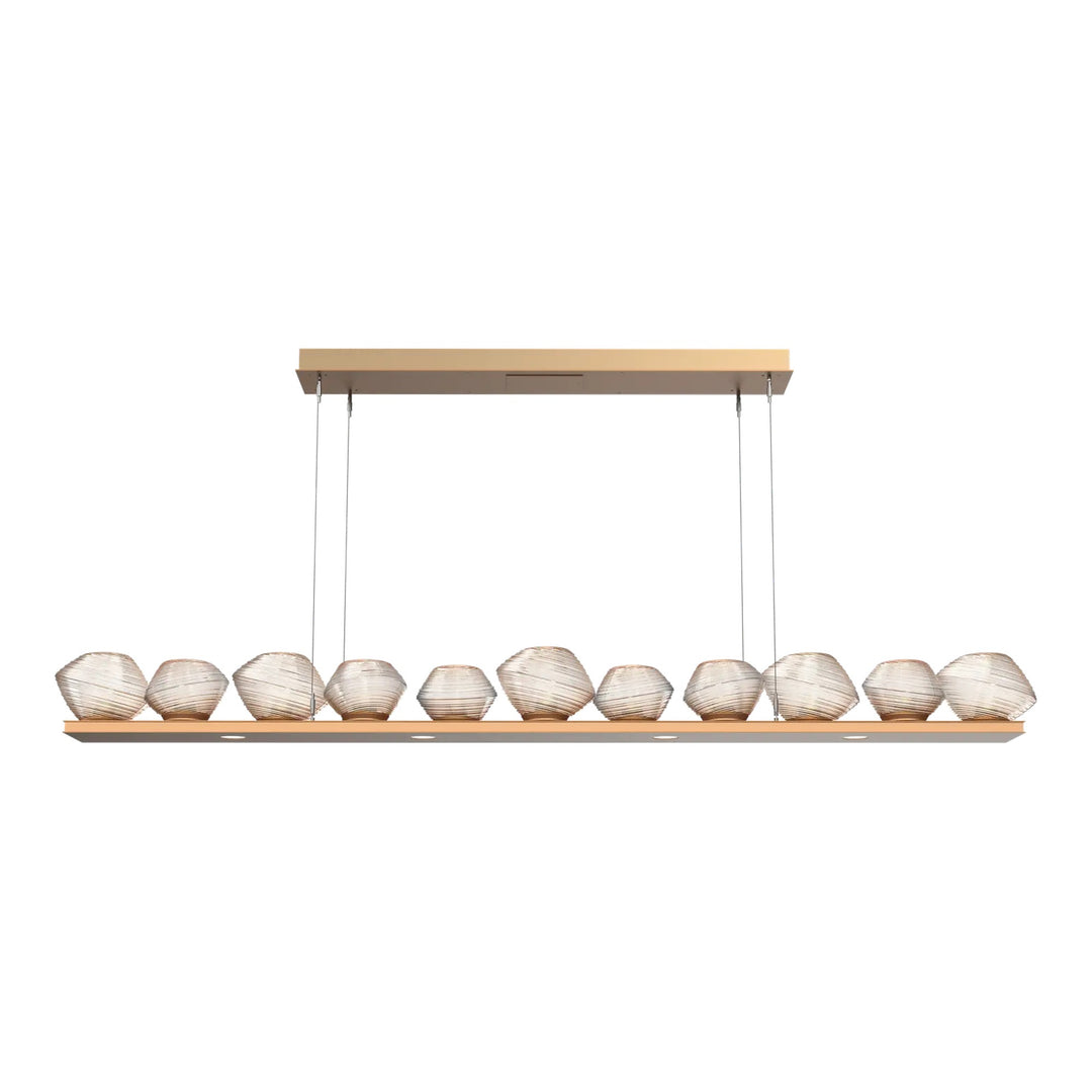 Mesa Linear Chandelier by Hammerton Studio Large in Novel Brass with Amber glass