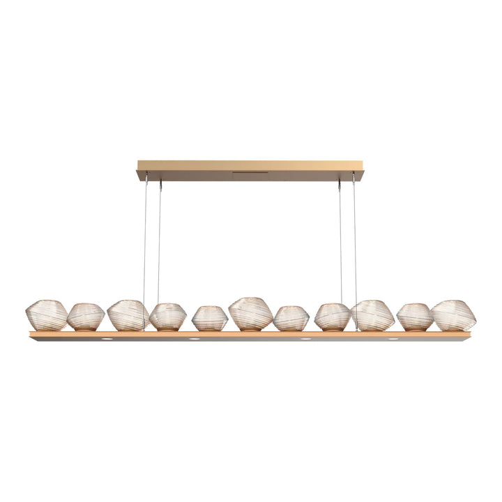 Mesa Linear Chandelier by Hammerton Studio Large in Novel Brass with Amber glass