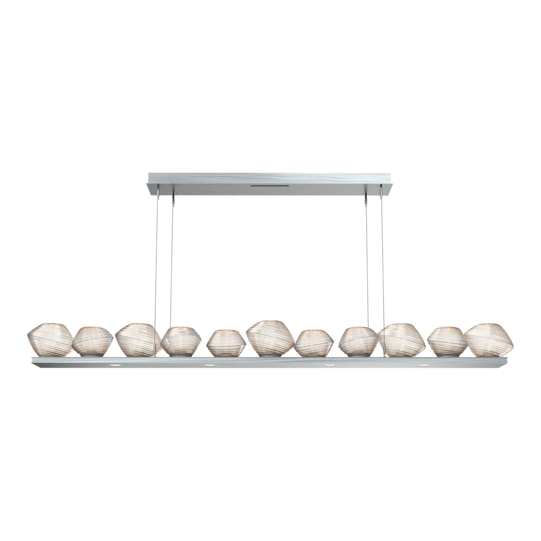 Mesa Linear Chandelier by Hammerton Studio Large in Satin Nickel with Amber glass