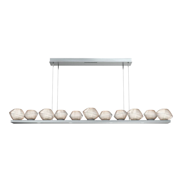 Mesa Linear Chandelier by Hammerton Studio Large in Satin Nickel with Amber glass