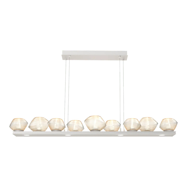 Mesa Linear Chandelier by Hammerton Studio Medium in Beige Silver with Amber glass