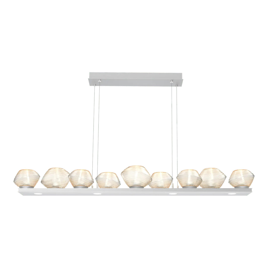 Mesa Linear Chandelier by Hammerton Studio Medium in Classic Silver with Amber glass