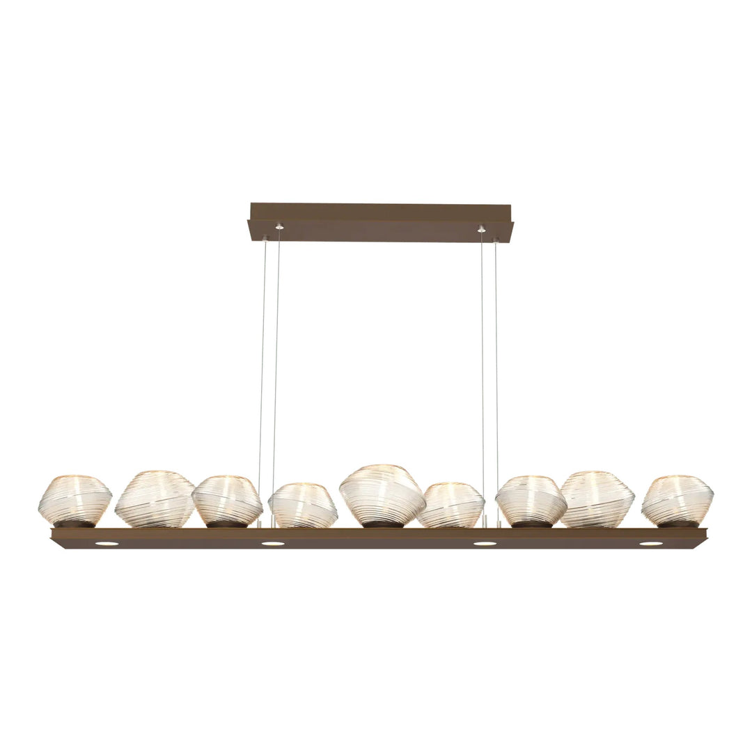 Mesa Linear Chandelier by Hammerton Studio Medium in Flat Bronze with Amber glass