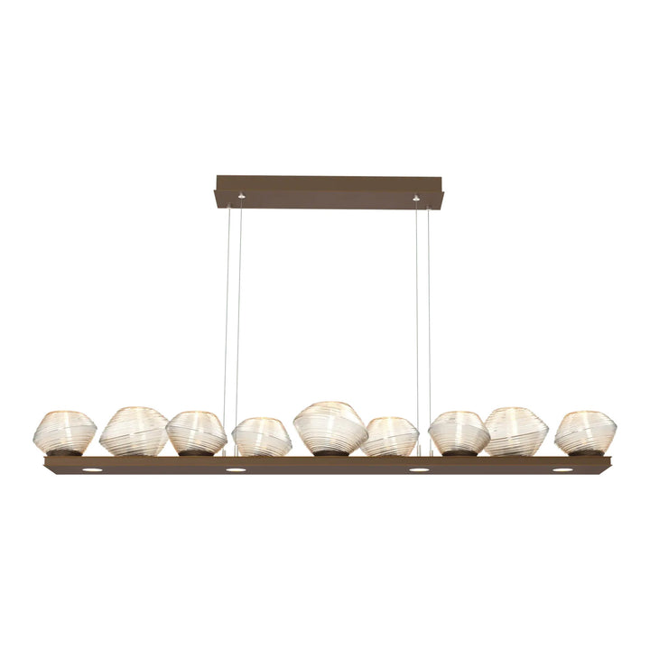 Mesa Linear Chandelier by Hammerton Studio Medium in Flat Bronze with Amber glass