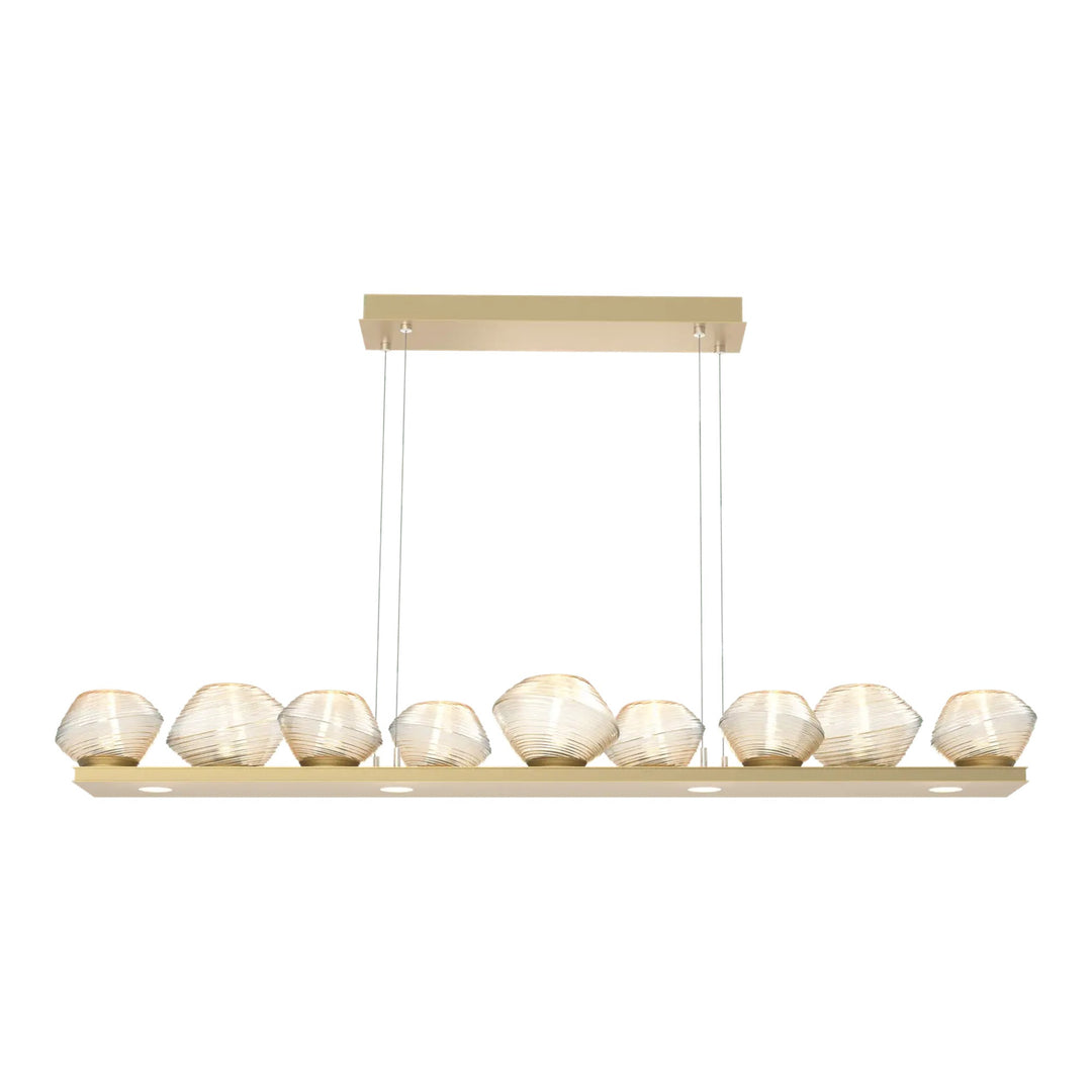 Mesa Linear Chandelier by Hammerton Studio Medium in Gilded Brass with Amber glass