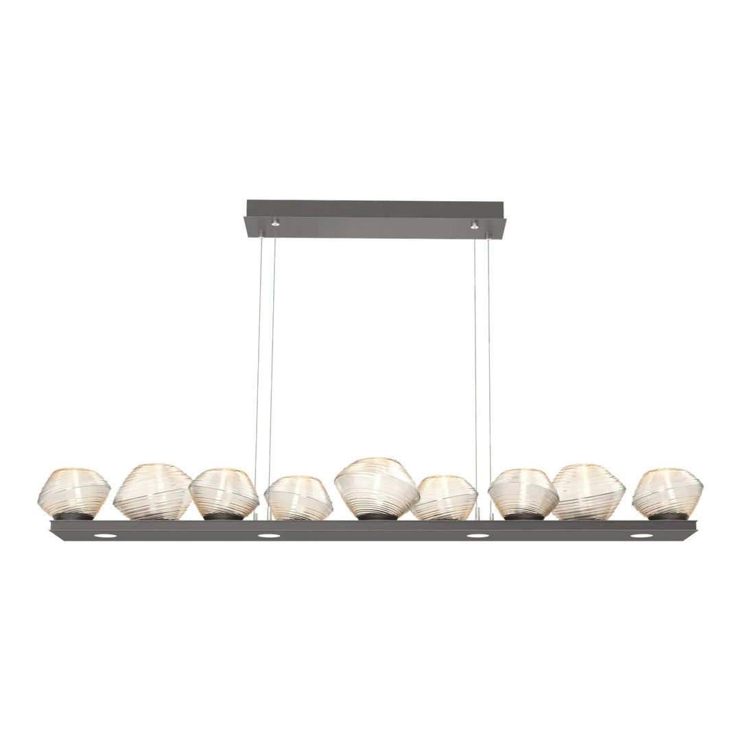 Mesa Linear Chandelier by Hammerton Studio Medium in Graphite with Amber glass