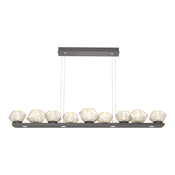 Mesa Linear Chandelier by Hammerton Studio Medium in Graphite with Amber glass