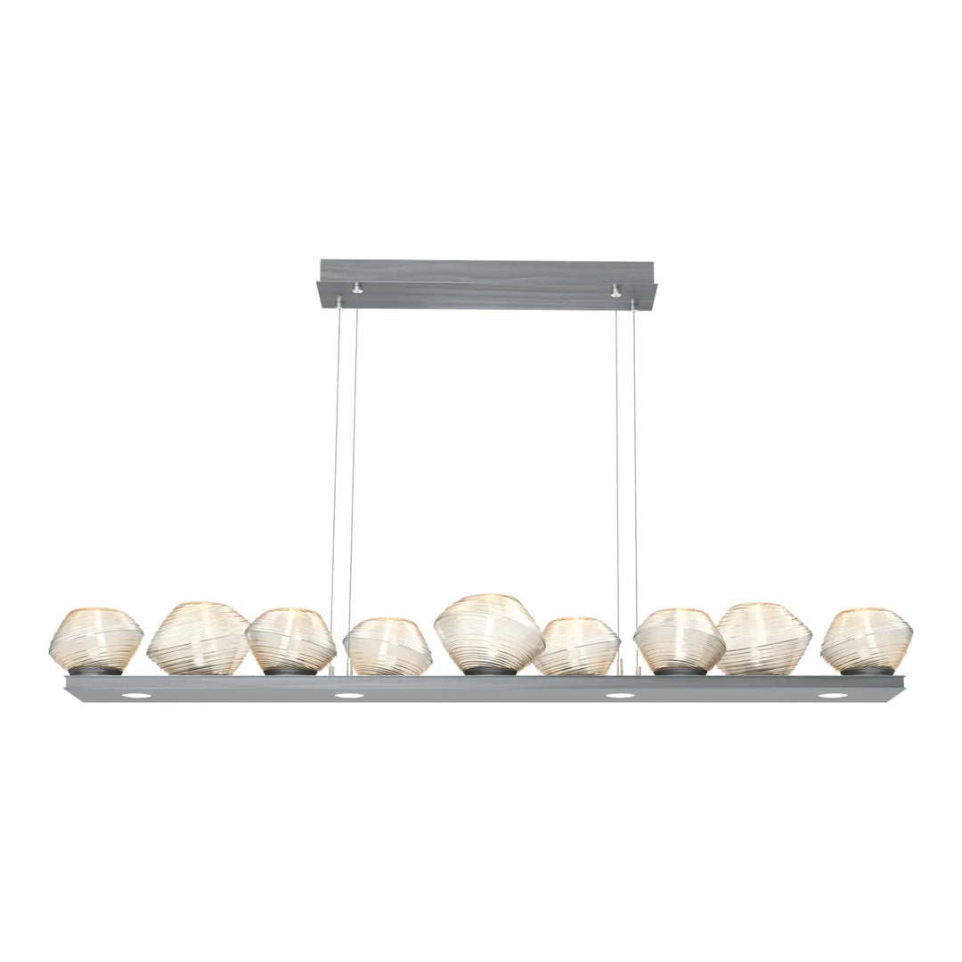 Mesa Linear Chandelier by Hammerton Studio Medium in Gunmetal with Amber glass
