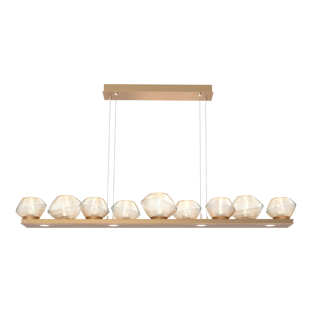Mesa Linear Chandelier by Hammerton Studio Medium in Novel Brass with Amber glass