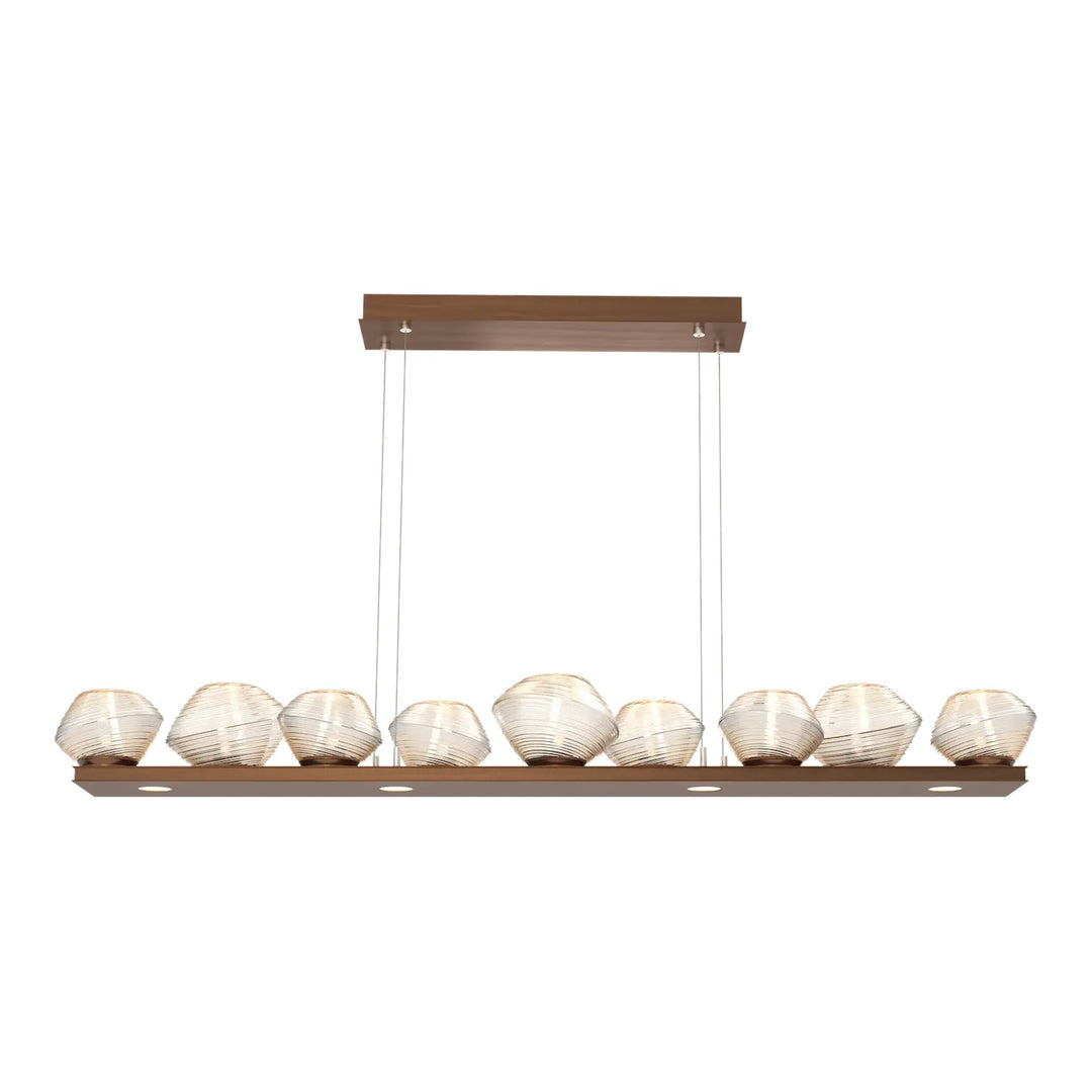 Mesa Linear Chandelier by Hammerton Studio Medium in Oil-Rubbed Bronze with Amber glass