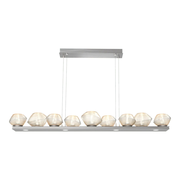 Mesa Linear Chandelier by Hammerton Studio Medium in Satin Nickel with Amber glass