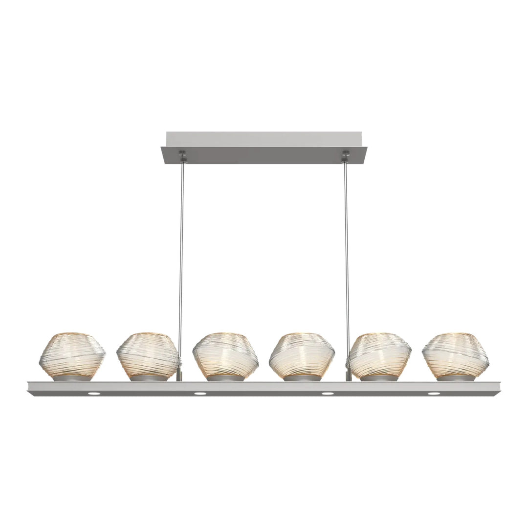Mesa Linear Chandelier by Hammerton Studio Small in Beige Silver with Amber glass