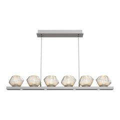 Mesa Linear Chandelier by Hammerton Studio Small in Beige Silver with Amber glass