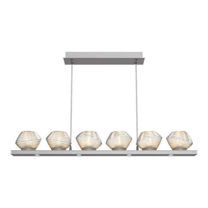 Mesa Linear Chandelier by Hammerton Studio Small in Beige Silver with Amber glass