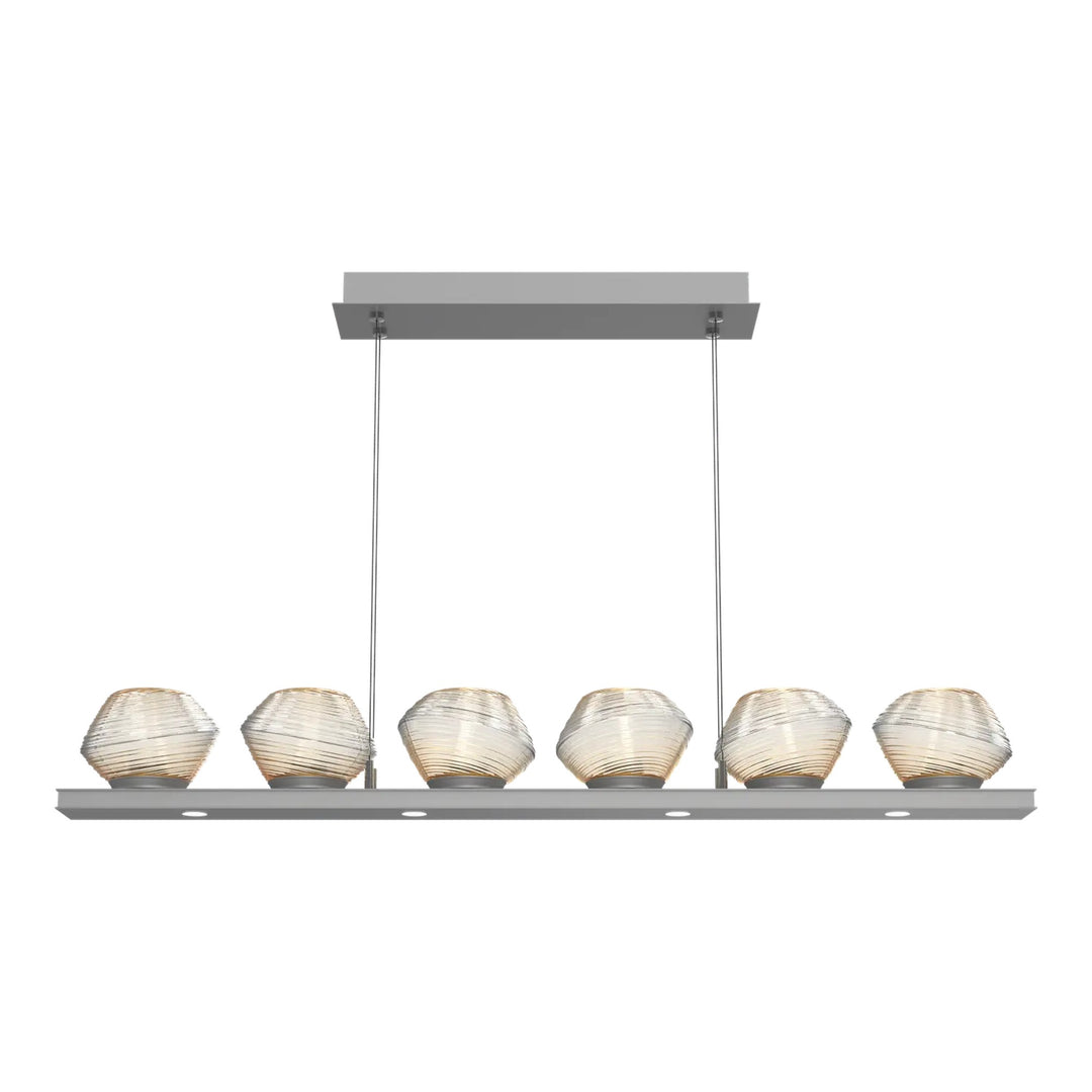 Mesa Linear Chandelier by Hammerton Studio Small in Classic Silver with Amber glass