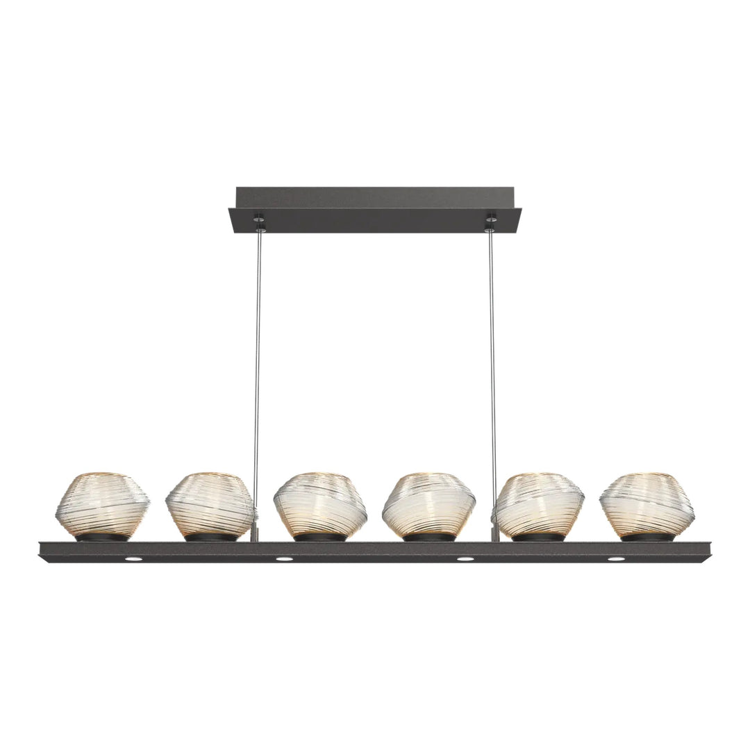 Mesa Linear Chandelier by Hammerton Studio Small in Graphite with Amber glass