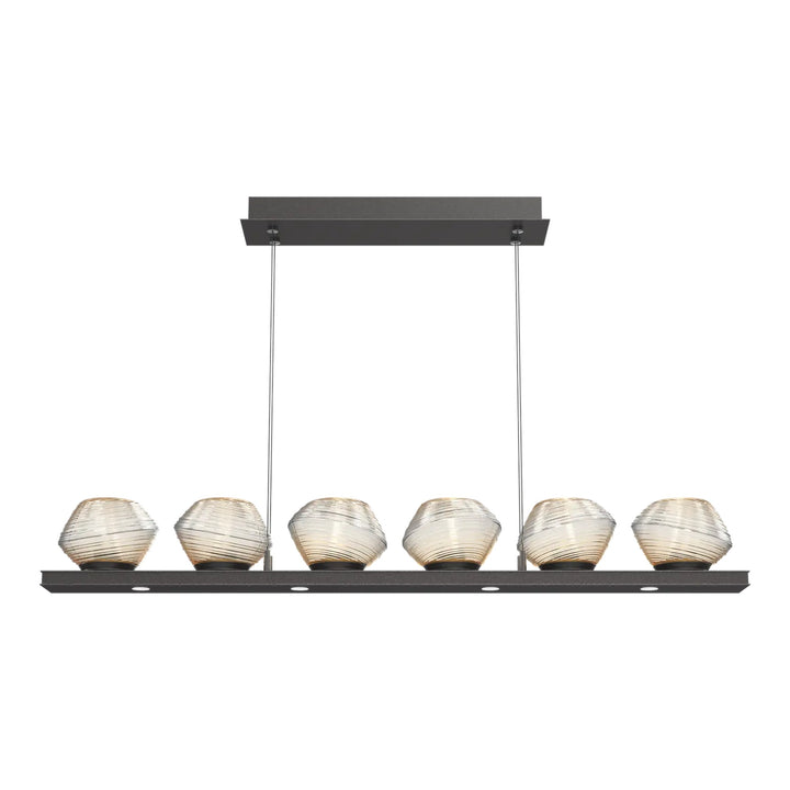 Mesa Linear Chandelier by Hammerton Studio Small in Graphite with Amber glass