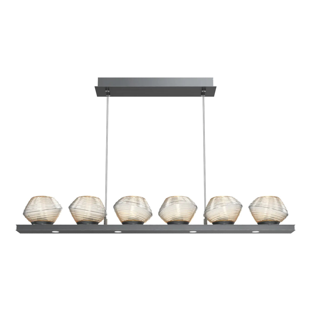 Mesa Linear Chandelier by Hammerton Studio Small in Gunmetal with Amber glass