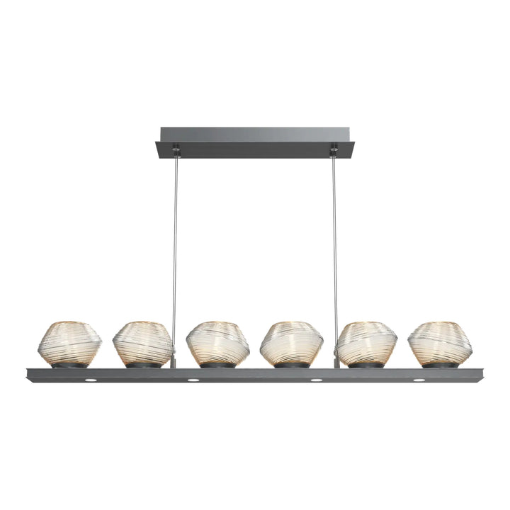Mesa Linear Chandelier by Hammerton Studio Small in Gunmetal with Amber glass