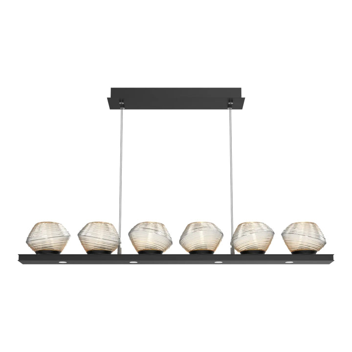 Mesa Linear Chandelier by Hammerton Studio Small in Matte Black with Amber glass