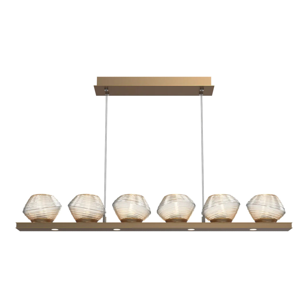 Mesa Linear Chandelier by Hammerton Studio Small in Novel Brass with Amber glass