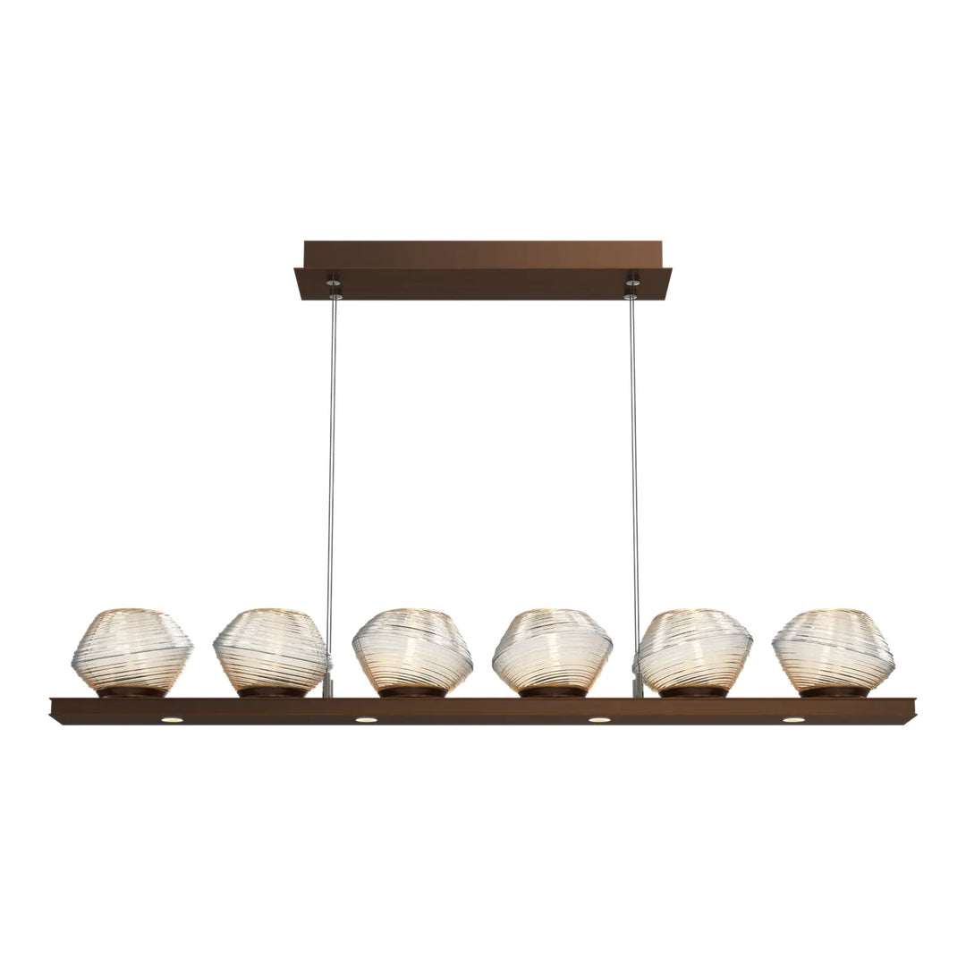 Mesa Linear Chandelier by Hammerton Studio Small in Oil-Rubbed Bronze with Amber glass