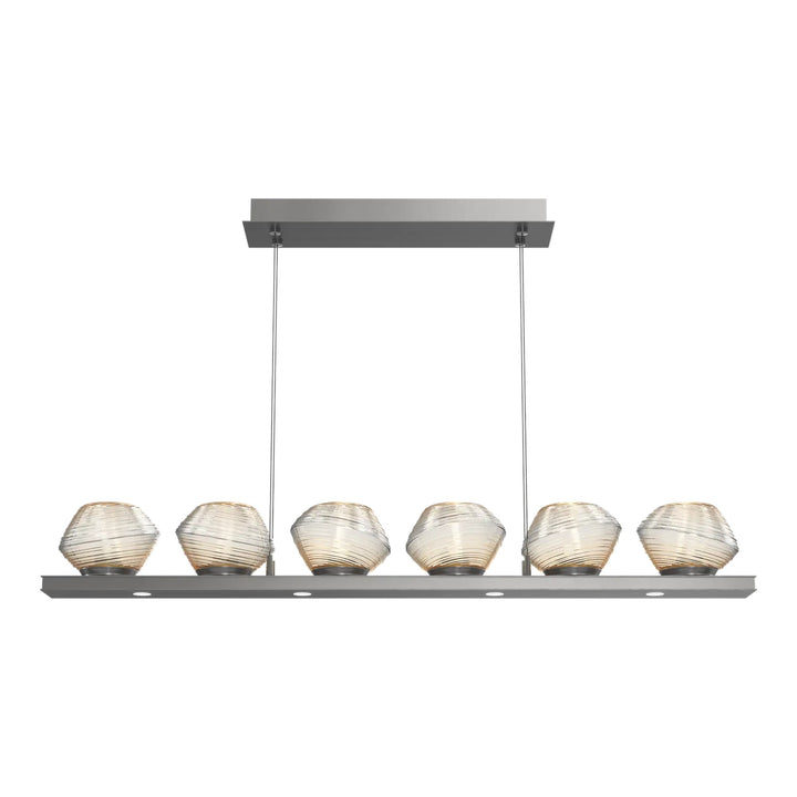 Mesa Linear Chandelier by Hammerton Studio Small in Satin Nickel with Amber glass