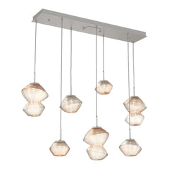 Mesa Linear Pendant Chandelier by Hammerton Studio 7 Lights in Beige Silver with Amber glass