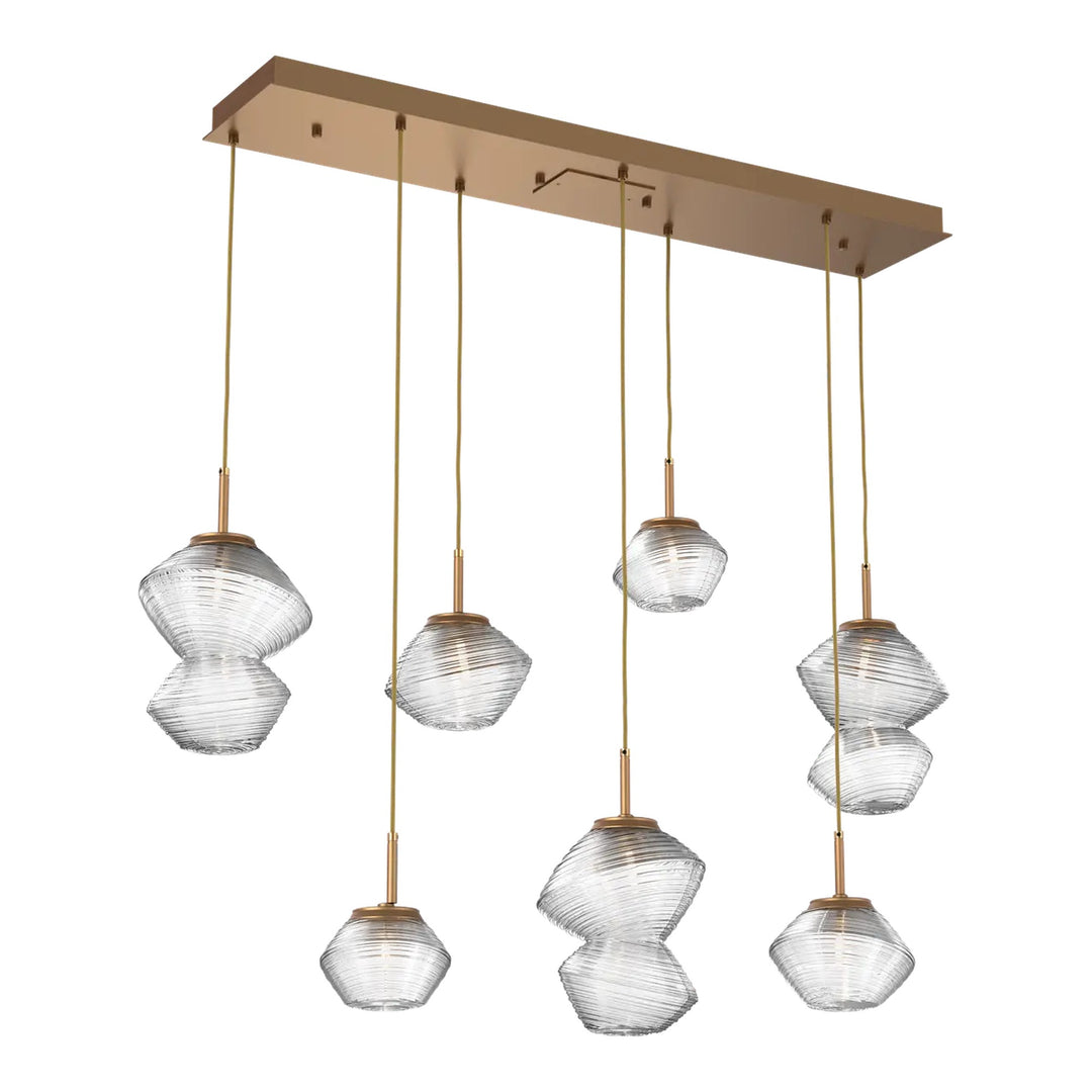 Mesa Linear Pendant Chandelier by Hammerton Studio in Novel Brass with Clear glass