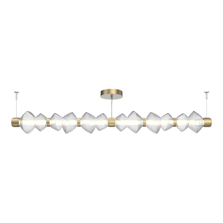 Mesa Mandrel Chandelier by Hammerton Studio Large in Gilded Brass with Clear glass