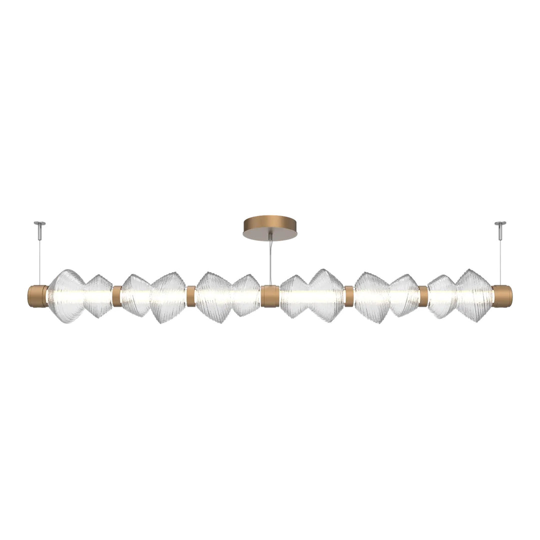 Mesa Mandrel Chandelier by Hammerton Studio Large in Novel Brass with Clear glass