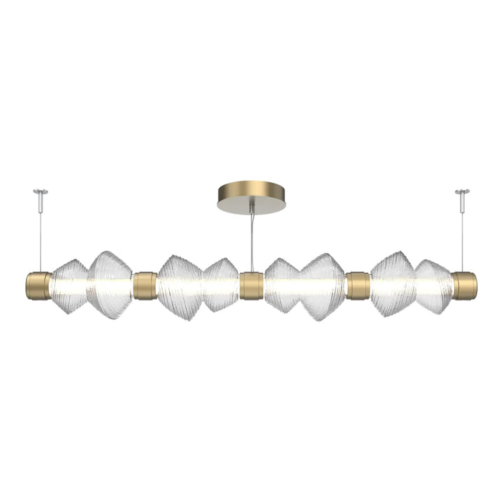 Mesa Mandrel Chandelier by Hammerton Studio Medium in Gilded Brass with Clear glass
