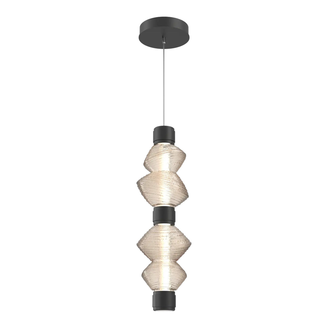 Mesa Mandrel Double Pendant by Hammerton Studio in Matte Black with Amber glass