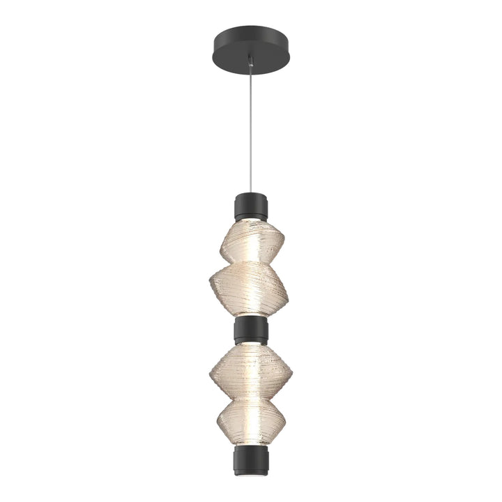 Mesa Mandrel Double Pendant by Hammerton Studio in Matte Black with Amber glass