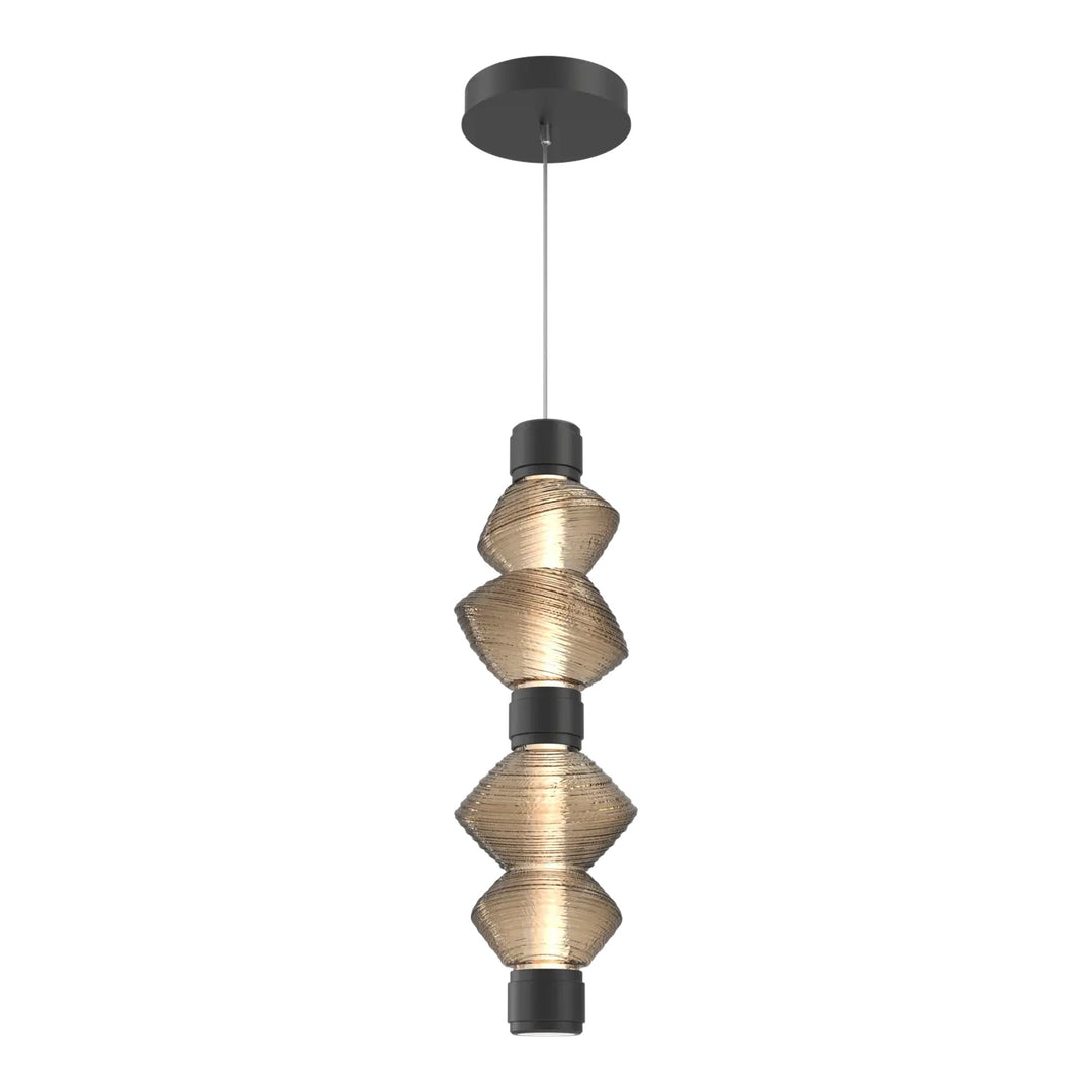 Mesa Mandrel Double Pendant by Hammerton Studio in Matte Black with Bronze glass
