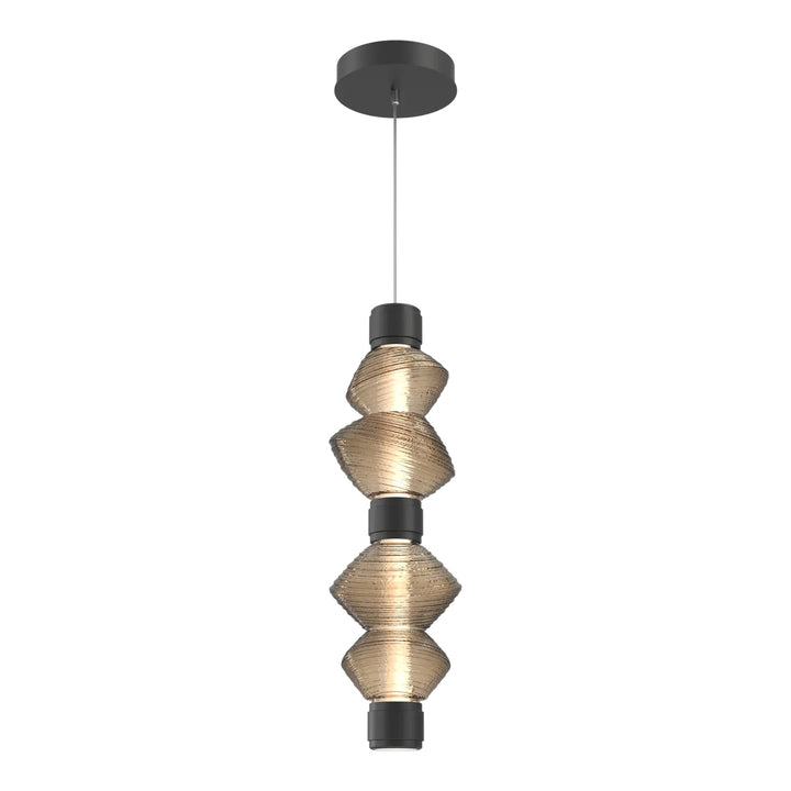 Mesa Mandrel Double Pendant by Hammerton Studio in Matte Black with Bronze glass