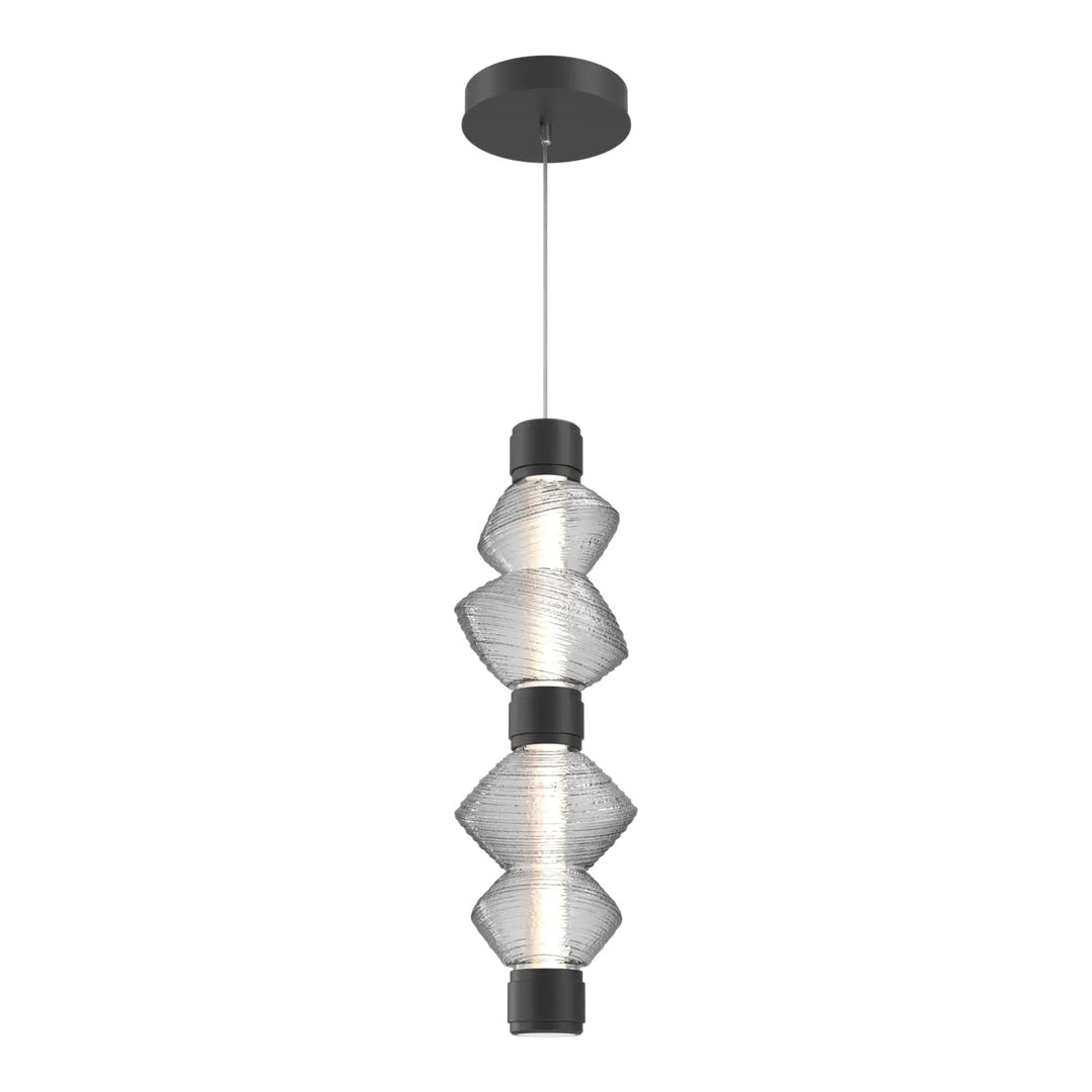 Mesa Mandrel Double Pendant by Hammerton Studio in Matte Black with Clear glass