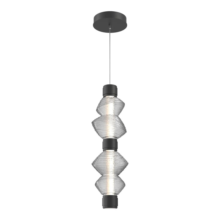 Mesa Mandrel Double Pendant by Hammerton Studio in Matte Black with Clear glass