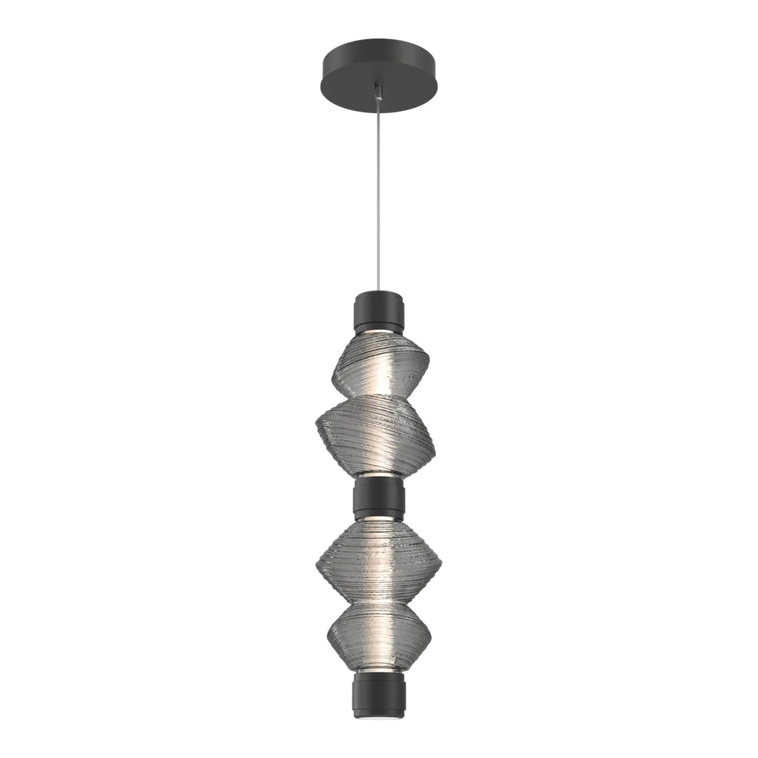Mesa Mandrel Double Pendant by Hammerton Studio in Matte Black with Smoke glass