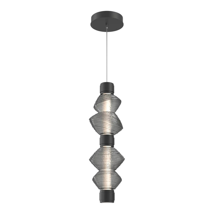 Mesa Mandrel Double Pendant by Hammerton Studio in Matte Black with Smoke glass