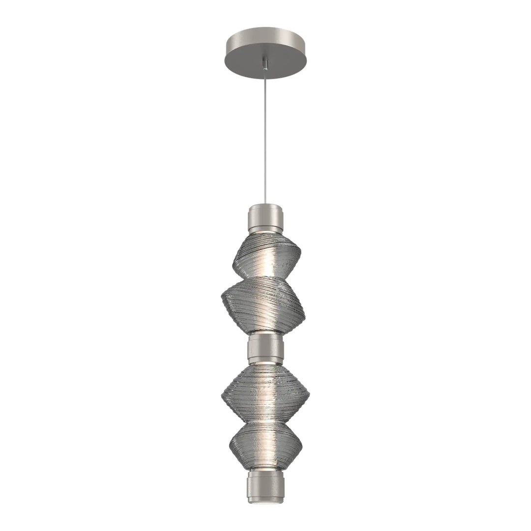 Mesa Mandrel Double Pendant by Hammerton Studio in Beige Silver with Smoke glass