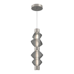 Mesa Mandrel Double Pendant by Hammerton Studio in Beige Silver with Smoke glass