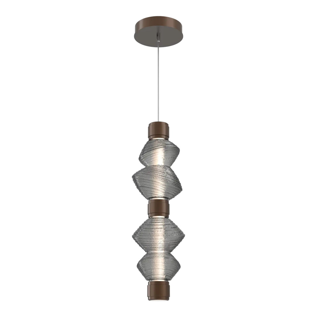 Mesa Mandrel Double Pendant by Hammerton Studio in Burnished Bronze with Smoke glass